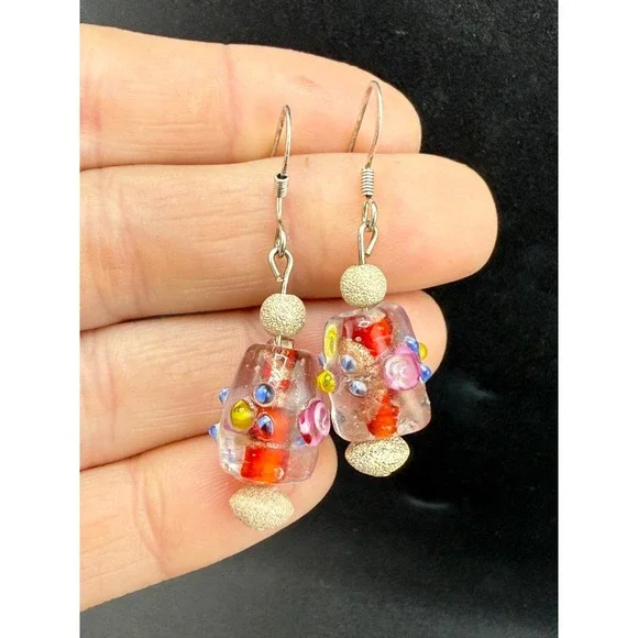 Vintage Wedding Cake Glass Beaded Earrings 3 Pair